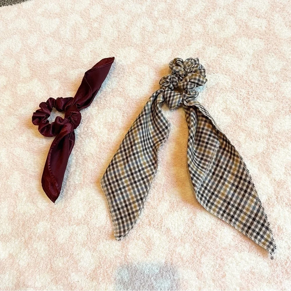 Bundle of 14 Floral Polka Dot Solid Plaid Scarf Hair Scrunchies
